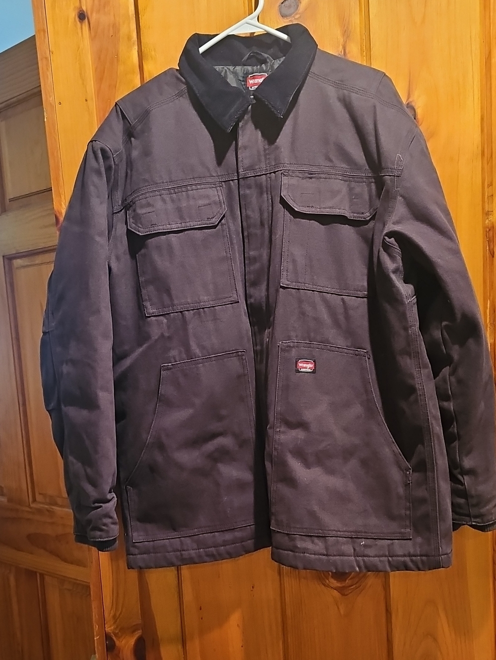 Wrangler Black Military Field Jacket with Corduroy Collar